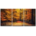 thumbnail image 1 of wall26 - 3 Piece Canvas Wall Art - Pathway in The Autumn Park - Modern Home Art Stretched and Framed Ready to Hang - 24"x36"x3 Panels, 1 of 5