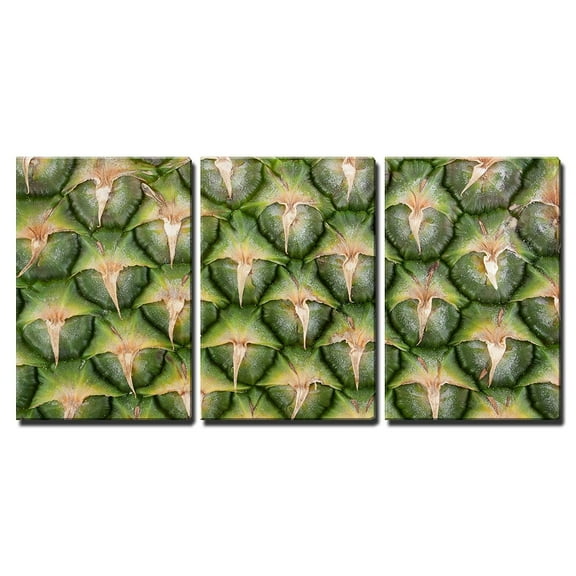 wall26 - 3 Piece Canvas Wall Art - Pineapple Skin Close Up - Modern Home Art Stretched and Framed Ready to Hang - 16"x24"x3 Panels