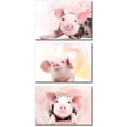 thumbnail image 1 of wall26 - 3 Piece Canvas Wall Art - Pink Little Pigs on Floral Background - Modern Home Art Stretched and Framed Ready to Hang - 24"x36"x3 Panels, 1 of 4