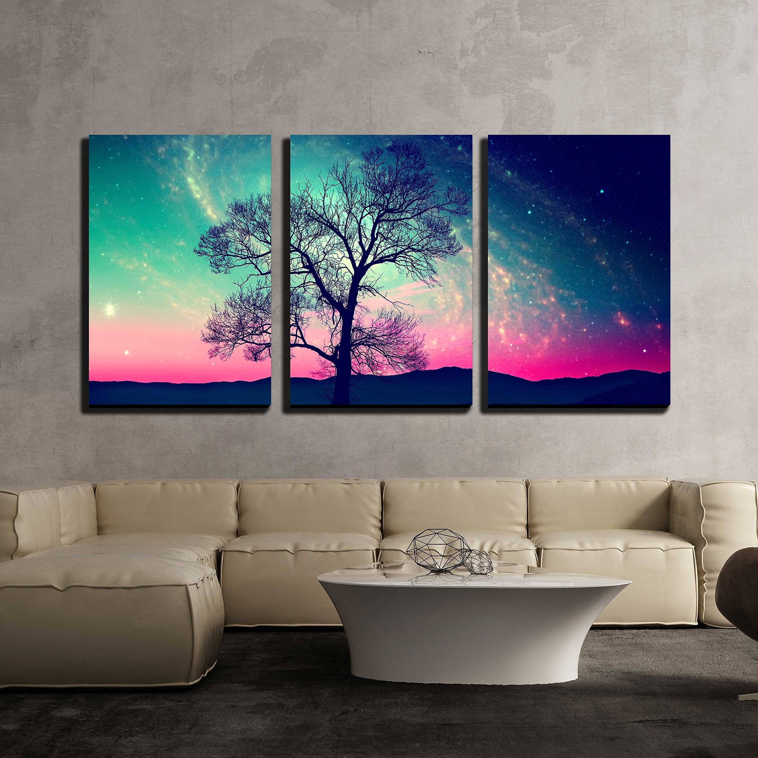 wall26 - 3 Piece Canvas Wall Art - Red Alien Landscape with Alone