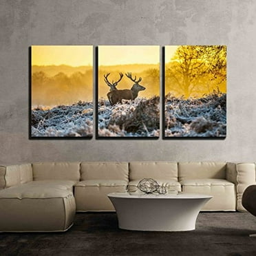 wall26 - 3 Piece Canvas Wall Art - Amazing Mountain Landscape with Fog ...