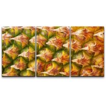 wall26-3 Piece Canvas Wall Art - Ripe Pineapple Fruit Texture. for Food and Beverage, Healthcare - Modern Home Art Stretched and Framed Ready to Hang - 16"x24"x3 Panels