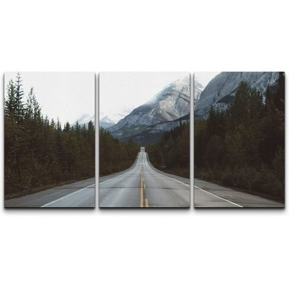 wall26 - 3 Piece Canvas Wall Art - Road in Mountain Area - Modern Home Art Stretched and Framed Ready to Hang - 24"x36"x3 Panels
