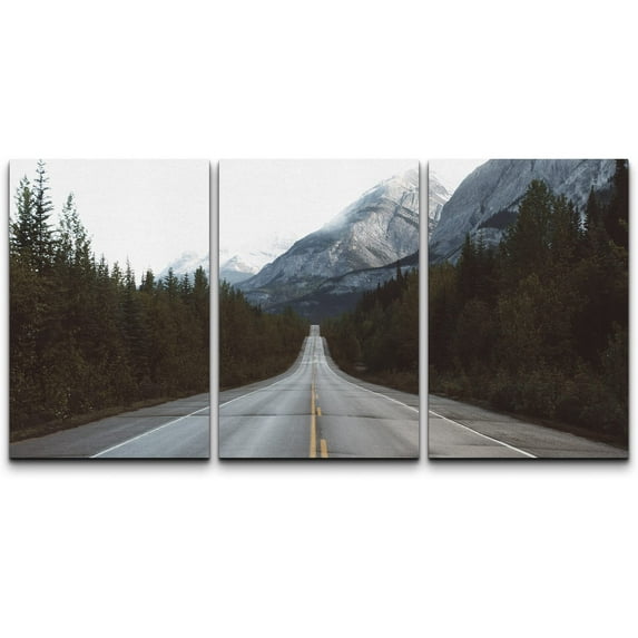 wall26 - 3 Piece Canvas Wall Art - Road in Mountain Area - Modern Home Art Stretched and Framed Ready to Hang - 24"x36"x3 Panels