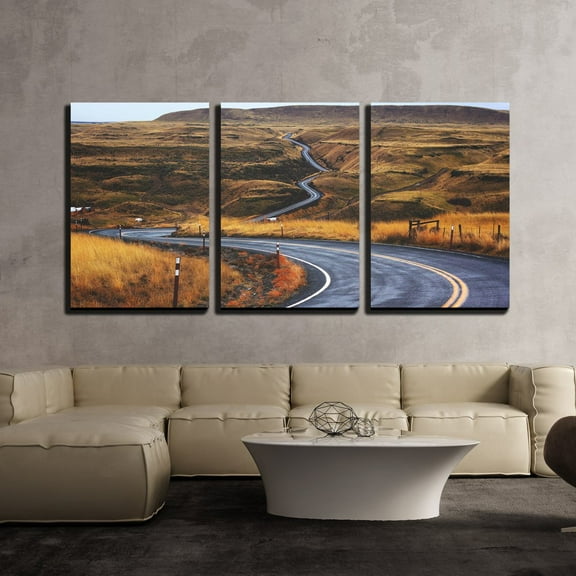 wall26 - 3 Piece Canvas Wall Art - Roads in Mountain Areas - Modern Home Art Stretched and Framed Ready to Hang - 24"x36"x3 Panels