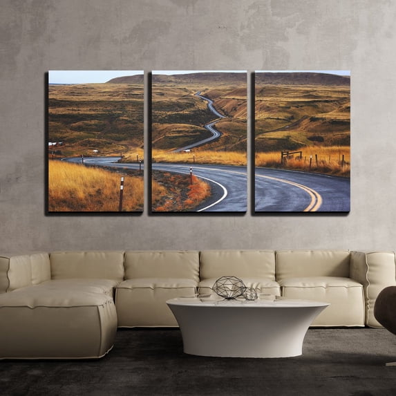 wall26 - 3 Piece Canvas Wall Art - Roads in Mountain Areas - Modern Home Art Stretched and Framed Ready to Hang - 24"x36"x3 Panels