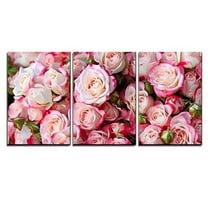 wall26 - 3 Piece Canvas Wall Art - Roses Background - Modern Home Art Stretched and Framed Ready to Hang - 16"x24"x3 Panels
