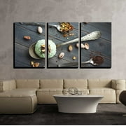 wall26 - 3 Piece Canvas Wall Art - Scoop of Homemade Pistachio Ice Cream - Modern Home Art Stretched and Framed Ready to Hang - 24"x36"x3 Panels