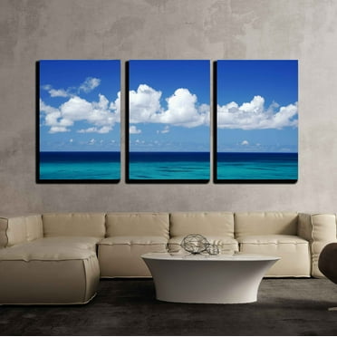 wall26 - 3 Piece Canvas Wall Art - Sea - Modern Home Art Stretched and Framed Ready to Hang - 24&quot;x36&quot;x3 Panels
