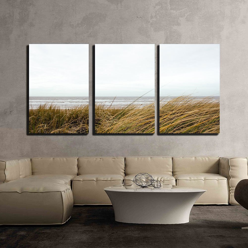 wall26 - 3 Piece Canvas Wall Art - Seashore with Grass - Modern Home ...