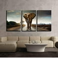 thumbnail image 1 of wall26 - 3 Piece Canvas Wall Art - Single Elephant Walking in a Road with The Sun from Behind - Modern Home Art Stretched and Framed Ready to Hang - 16"x24"x3 Panels, 1 of 4