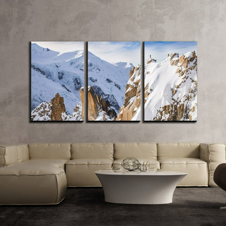wall26 - 3 Piece Canvas Wall Art - Snow Covered Mountains in