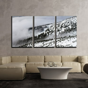 wall26 - 3 Piece Canvas Wall Art - Snow Covered Pine Tree Forest - Modern Home Art Stretched and Framed Ready to Hang - 24&quot;x36&quot;x3 Panels