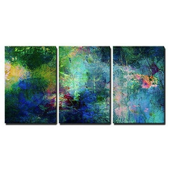 wall26 - 3 Piece Canvas Wall Art - Soothing and Vibrant Blue and Green Splotches of Paint - Modern Home Art Stretched and Framed Ready to Hang - 24"x36"x3 Panels
