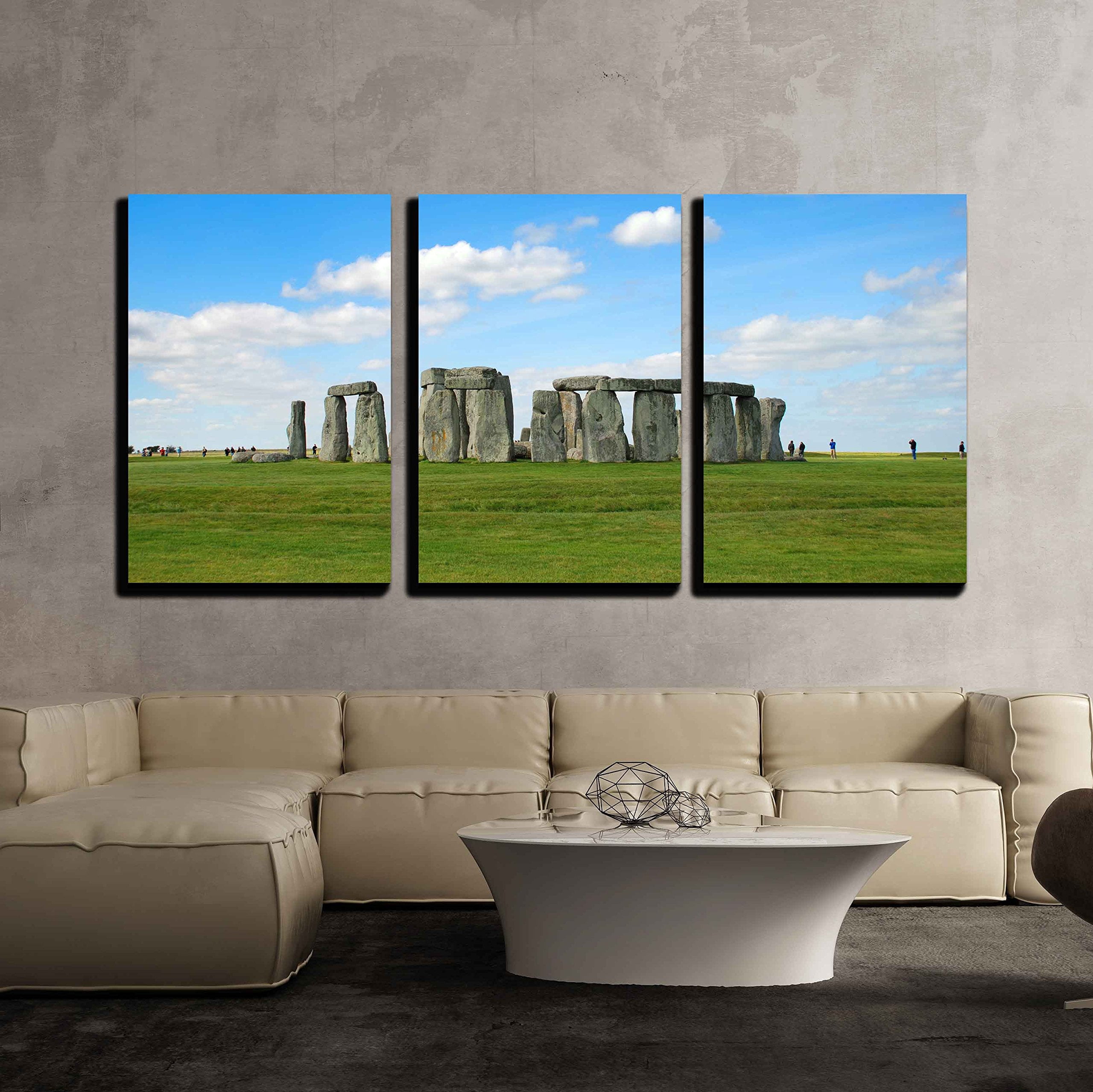 wall26 - 3 Piece Canvas Wall Art - Stonehenge with Blue Sky - Modern ...