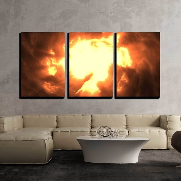 wall26 - 3 Piece Canvas Wall Art - Storm Background - Modern Home Art Stretched and Framed Ready to Hang - 16"x24"x3 Panels