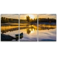 thumbnail image 1 of wall26 - 3 Piece Canvas Wall Art - Sunrise Over The Lake with a Boat - Modern Home Art Stretched and Framed Ready to Hang - 16"x24"x3 Panels, 1 of 5