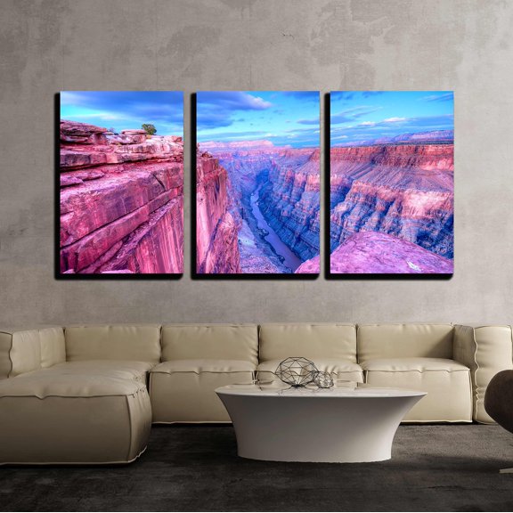 wall26 - 3 Piece Canvas Wall Art - Sunset at Toroweap Point, in Grand Canyon National Park. - Modern Home Art Stretched and Framed Ready to Hang - 16"x24"x3 Panels