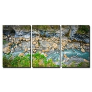 wall26 - 3 Piece Canvas Wall Art - Taroko National Park with River and Rock in Taiwan. - Modern Home Art Stretched and Framed Ready to Hang - 16"x24"x3 Panels