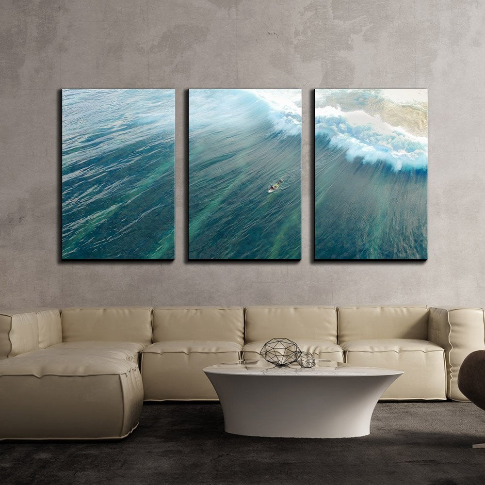 wall26 - 3 Piece Canvas Wall Art - The Boat in Blue Ocean with Wave ...