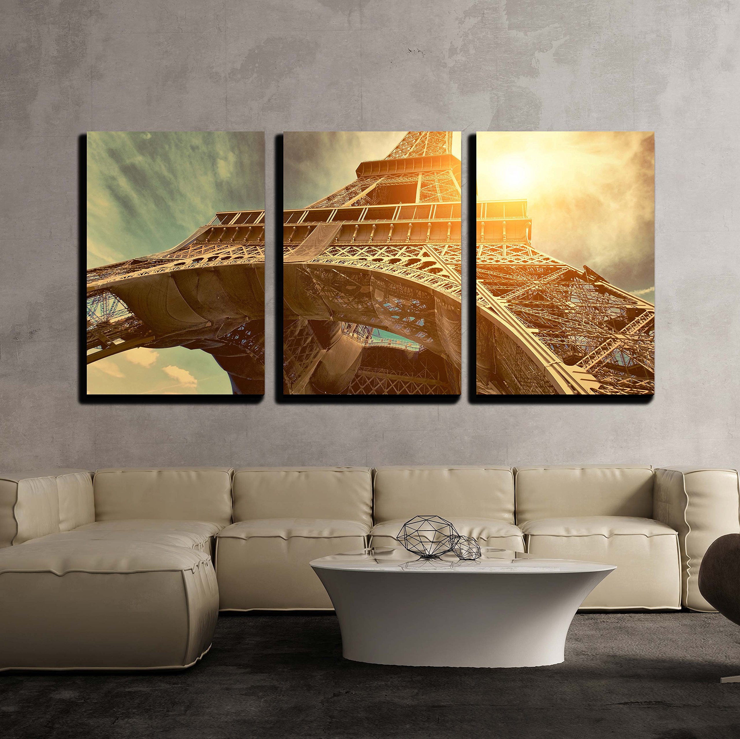 wall26 - 3 Piece Canvas Wall Art - The Eiffel Tower is One of The Most ...
