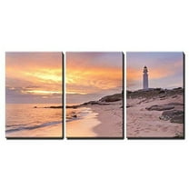 wall26 - 3 Piece Canvas Wall Art - The Lighthouse Near Cadiz Where The Great Battle of Trafalgar Took Place. - Modern Home Art Stretched and Framed Ready to Hang - 24"x36"x3 Panels