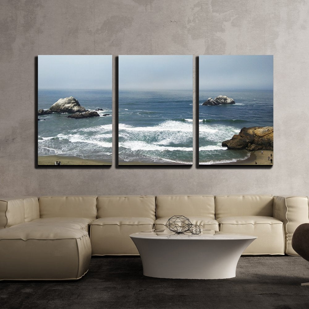 wall26 - 3 Piece Canvas Wall Art - Top View of Sea Shore - Modern Home ...
