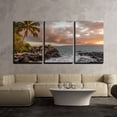 thumbnail image 1 of wall26 - 3 Piece Canvas Wall Art - Tropical Seascape with Palmtree and Clear Sea - Modern Home Art Stretched and Framed Ready to Hang - 16"x24"x3 Panels, 1 of 4