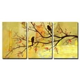 thumbnail image 1 of wall26 - 3 Piece Canvas Wall Art - Two Birds on Tree Branches on Vintage Yellow Background - Modern Home Art Stretched and Framed Ready to Hang - 24"x36"x3 Panels, 1 of 4