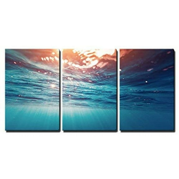 wall26 - 3 Piece Canvas Wall Art - Underwater View of The Sea Surface - Modern Home Art Stretched and Framed Ready to Hang - 24"x36"x3 Panels