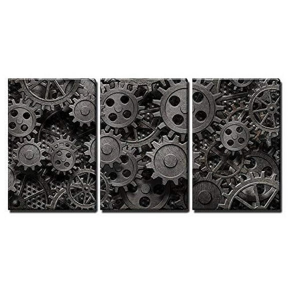 wall26 - 3 Piece Canvas Wall Art - Vector - Seamles Pattern of Black and White Circles with Drop Shadows Illustration - Modern Home Art Stretched and Framed Ready to Hang - 24"x36"x3 Panels