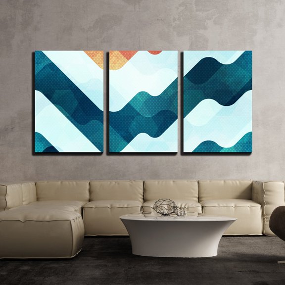 wall26 - 3 Piece Canvas Wall Art - Vector - Water Seamless Pattern with Grunge Effect - Modern Home Art Stretched and Framed Ready to Hang - 16"x24"x3 Panels