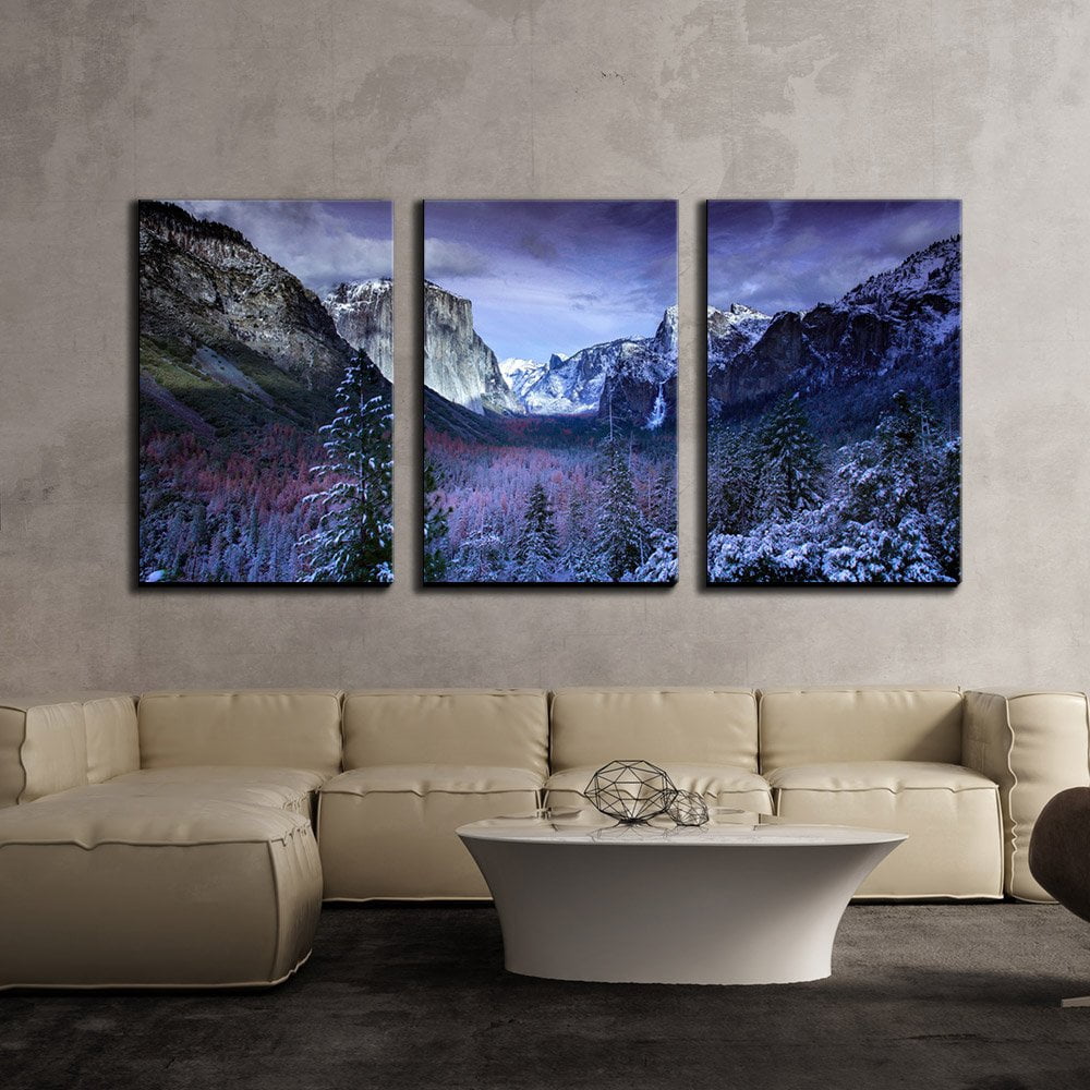 wall26 - 3 Piece Canvas Wall Art - Winter Landscape with Mountain and ...