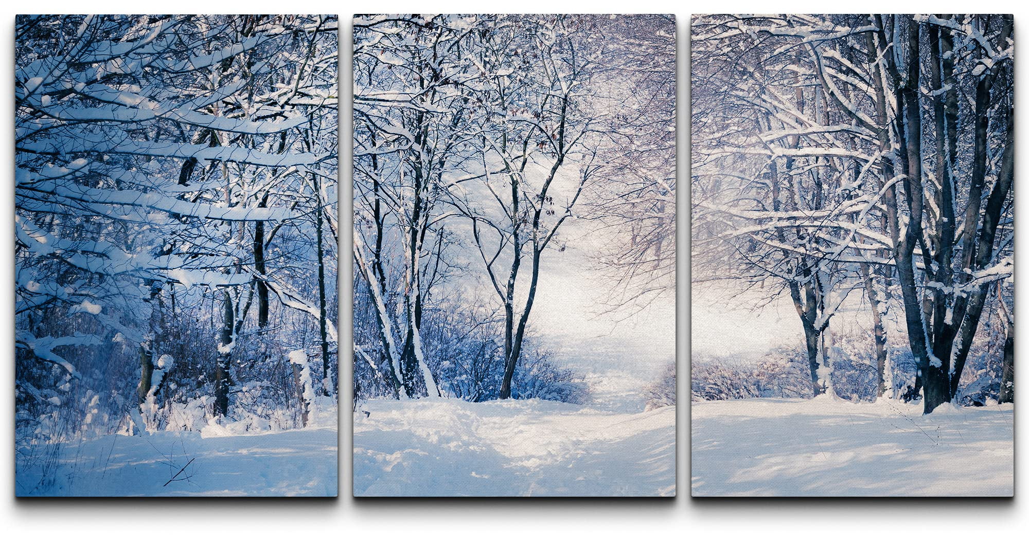 Winter Landscape Blue and White Canvas Wall Art Set