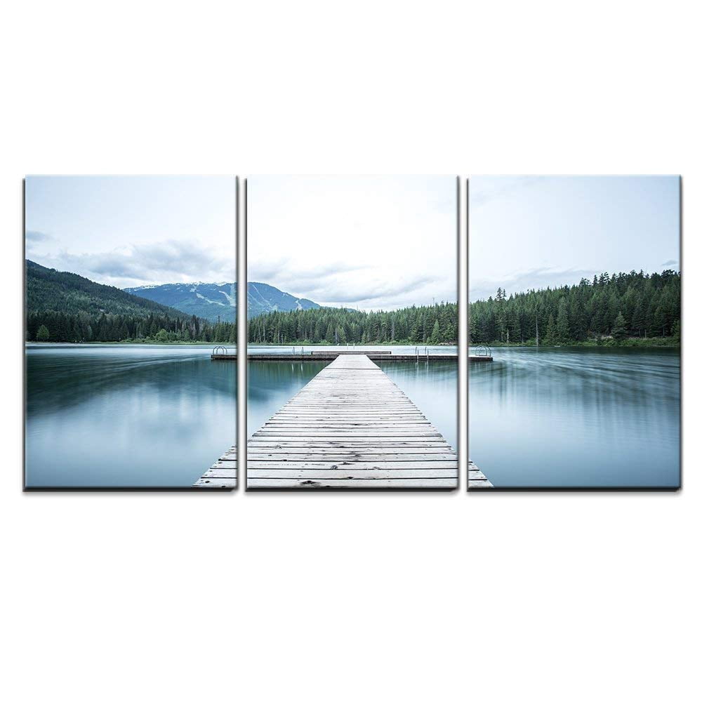 wall26 - 3 Piece Canvas Wall Art - Wooden Path to Lake - Modern Home ...