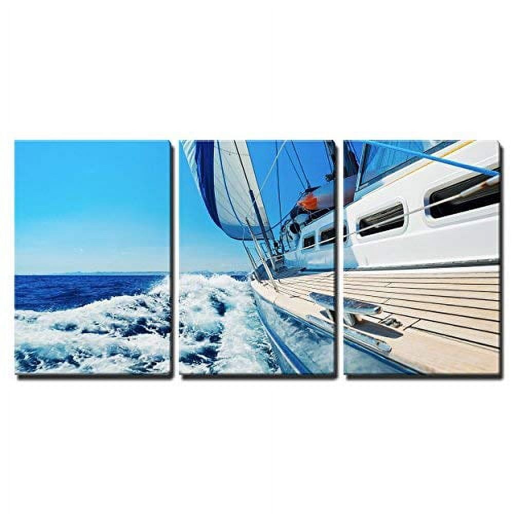 wall26 3 Piece Canvas Wall Art - Yacht, Sailing Boat in The Sea ...