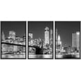thumbnail image 1 of wall26 3 Piece Framed Canvas Print - Contemporary Art, Modern Wall Art - Black and White Manhattan Skyline and Brooklyn Bridge - Giclee Artwork - Gallery Wrapped Wood Stretcher Bars - 24"x36&quo, 1 of 5