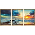thumbnail image 1 of wall26 - 3 Piece Framed Canvas Wall Art - Beautiful Cloudscape Over The Sea, Sunrise Shot - Modern Home Art Stretched and Framed Ready to Hang - 24"x36"x3 Natural, 1 of 5
