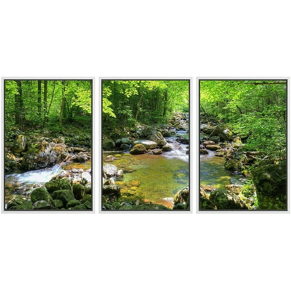 wall26 - 3 Piece Framed Canvas Wall Art - Beautiful Landscape/Scenery Forest Stream Smolny in Russian Primorye Reserve in Autumn - Modern Home Art Stretched and Framed Ready to Hang - 16"x24&quo