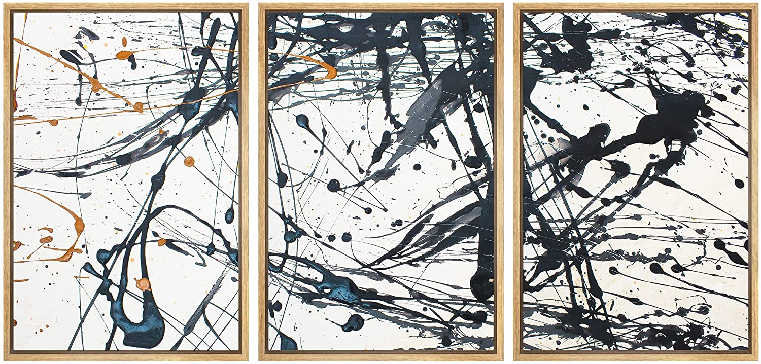 wall26 3 Piece Framed Canvas Wall Art Bright Flower with Yellow