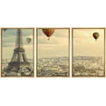 thumbnail image 1 of wall26 - 3 Piece Framed Canvas Wall Art - Colorful Hot Balloons Flying Above The Eiffel Tower in Paris - Modern Home Art Stretched and Framed Ready to Hang - 16"x24"x3 Natural, 1 of 5