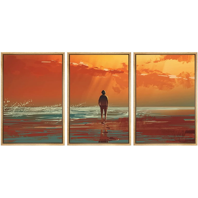 ウォール26 wall26 キャンバスアート 3点セット Sunrise wall26 - 3 Piece Framed Canvas Wall Art - Illustration - Lonely