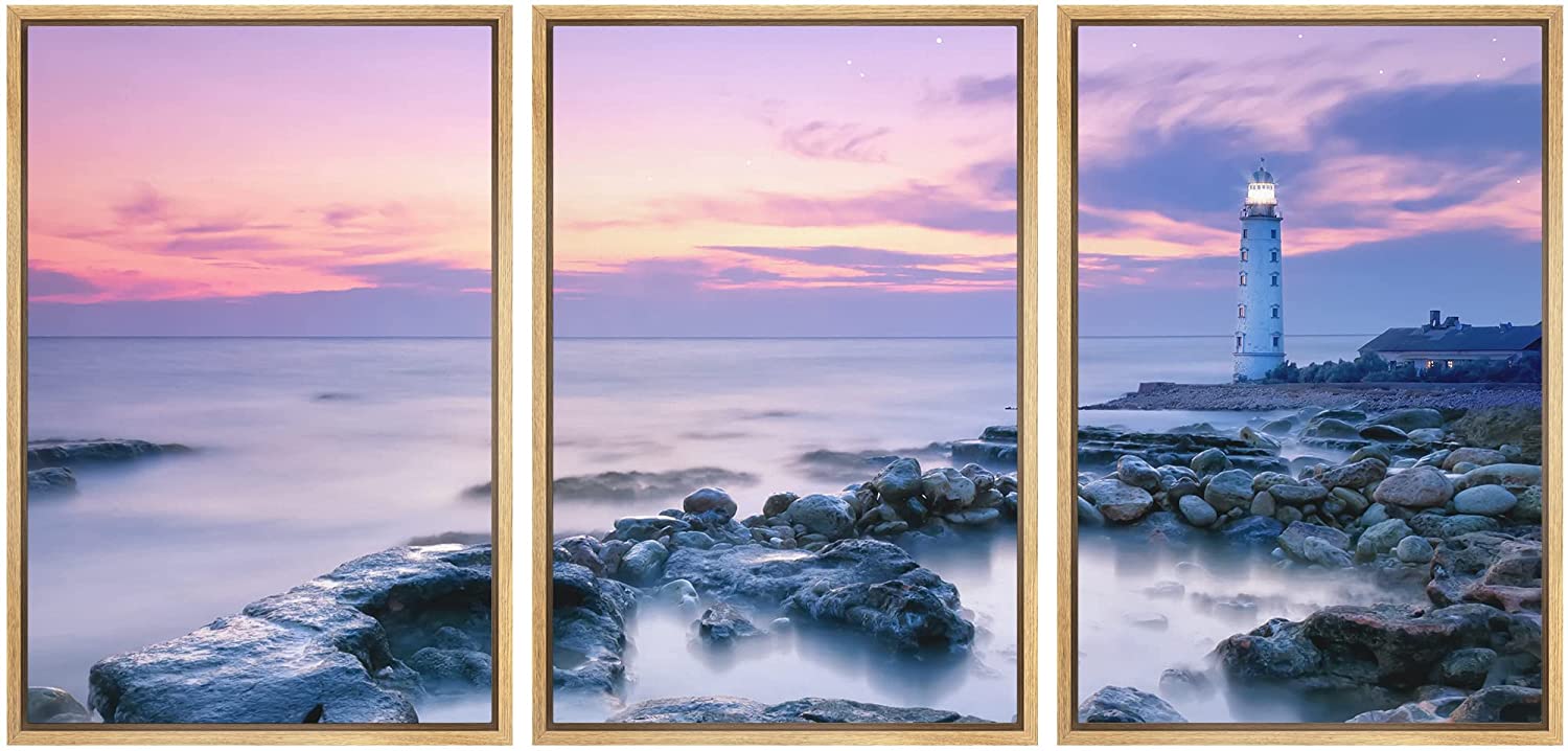wall26 3 Piece Framed Canvas Wall Art - Lighthouse - Modern Home Art ...