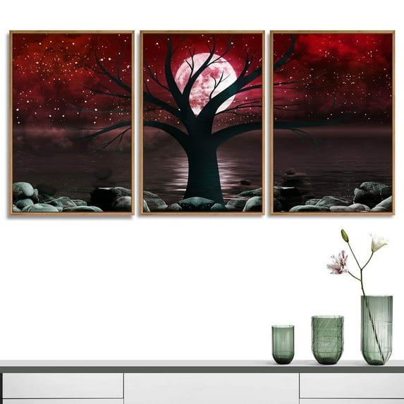 wall26 3 Piece Framed Canvas Wall Art for Living Room, Bedroom Abstract Tree Canvas Prints for Home Decoration Ready to Hang - 24"x36"x3 Panels