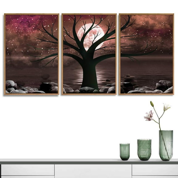wall26 3 Piece Framed Canvas Wall Art for Living Room, Bedroom Abstract Tree Canvas Prints for Home Decoration Ready to Hang - 16"x24"x3 Panels