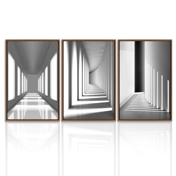 wall26 3 Piece Framed Canvas Wall Art for Living Room, Bedroom Buildings Theme Canvas Prints for Home Decoration Ready to Hang - 16"x24"x3 Panels