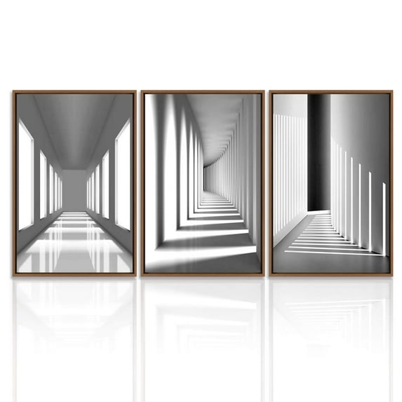 wall26 3 Piece Framed Canvas Wall Art for Living Room, Bedroom Buildings Theme Canvas Prints for Home Decoration Ready to Hang - 16"x24"x3 Panels