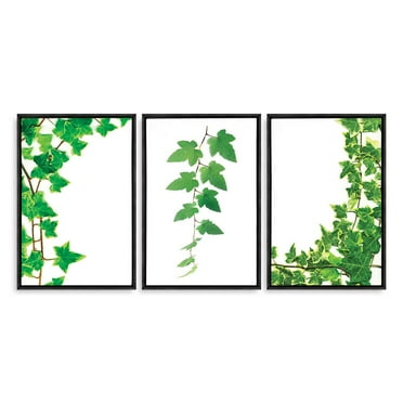 wall26 3 Piece Framed Canvas Wall Art for Living Room, Bedroom Green Plants Theme Canvas Prints for Home Decoration Ready to Hang - 16&quot;x24&quot;x3 Panels