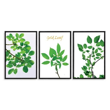 wall26 3 Piece Framed Canvas Wall Art for Living Room, Bedroom Green Plants Theme Canvas Prints for Home Decoration Ready to Hang - 24&quot;x36&quot;x3 Panels