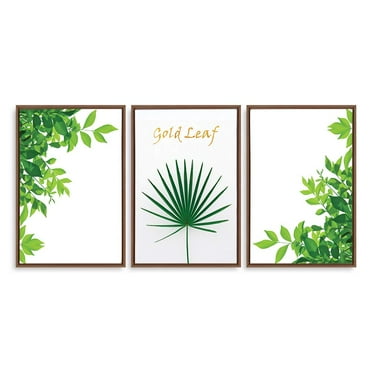 wall26 3 Piece Framed Canvas Wall Art for Living Room, Bedroom Green Plants Theme Canvas Prints for Home Decoration Ready to Hang - 24&quot;x36&quot;x3 Panels